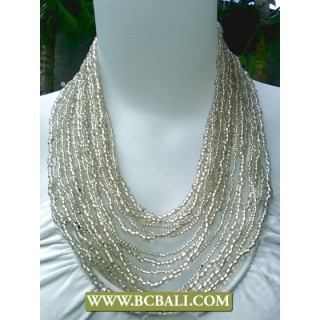 Silver Beading Multi Strand Necklace